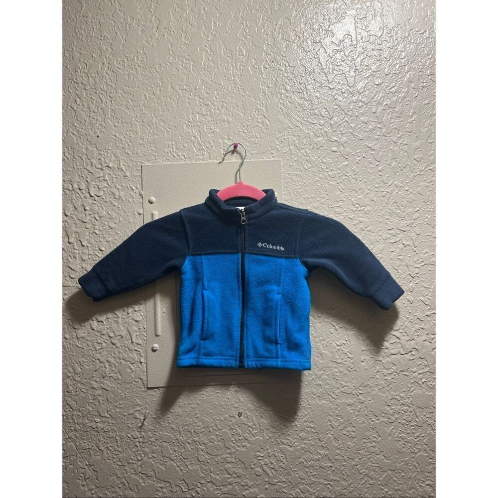 Columbia 2 Tone Blue Full Zip Up Fleece Baby Size 6-12 Month Infant Fleece Zip U